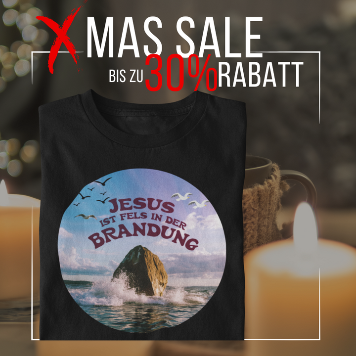 Unisex Premium T-Shirt "Jesus ist Fels in der Brandung"
