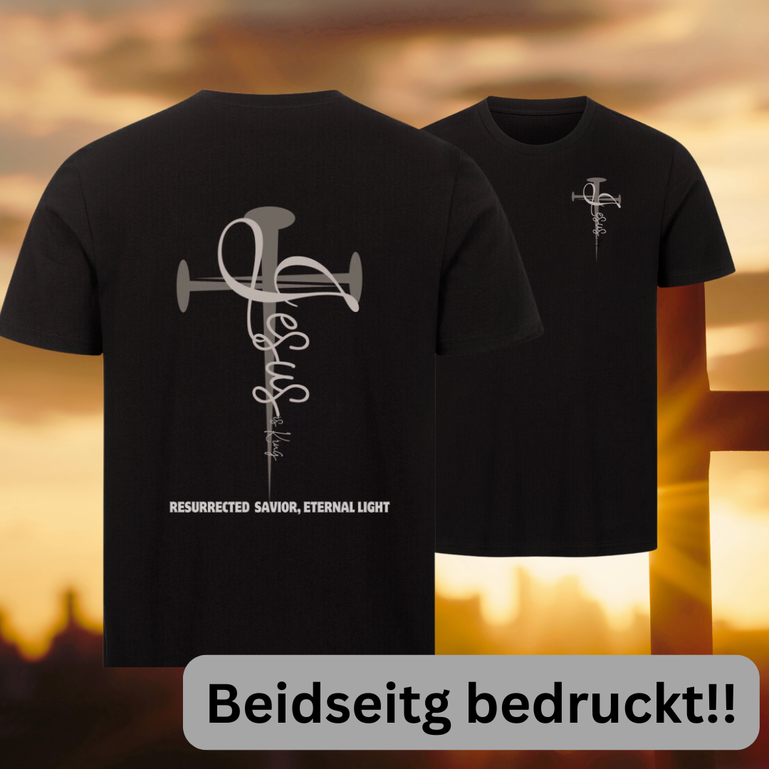 Unisex Blanks Premium T-Shirt "Jesus is King" Beidseitiger Druck