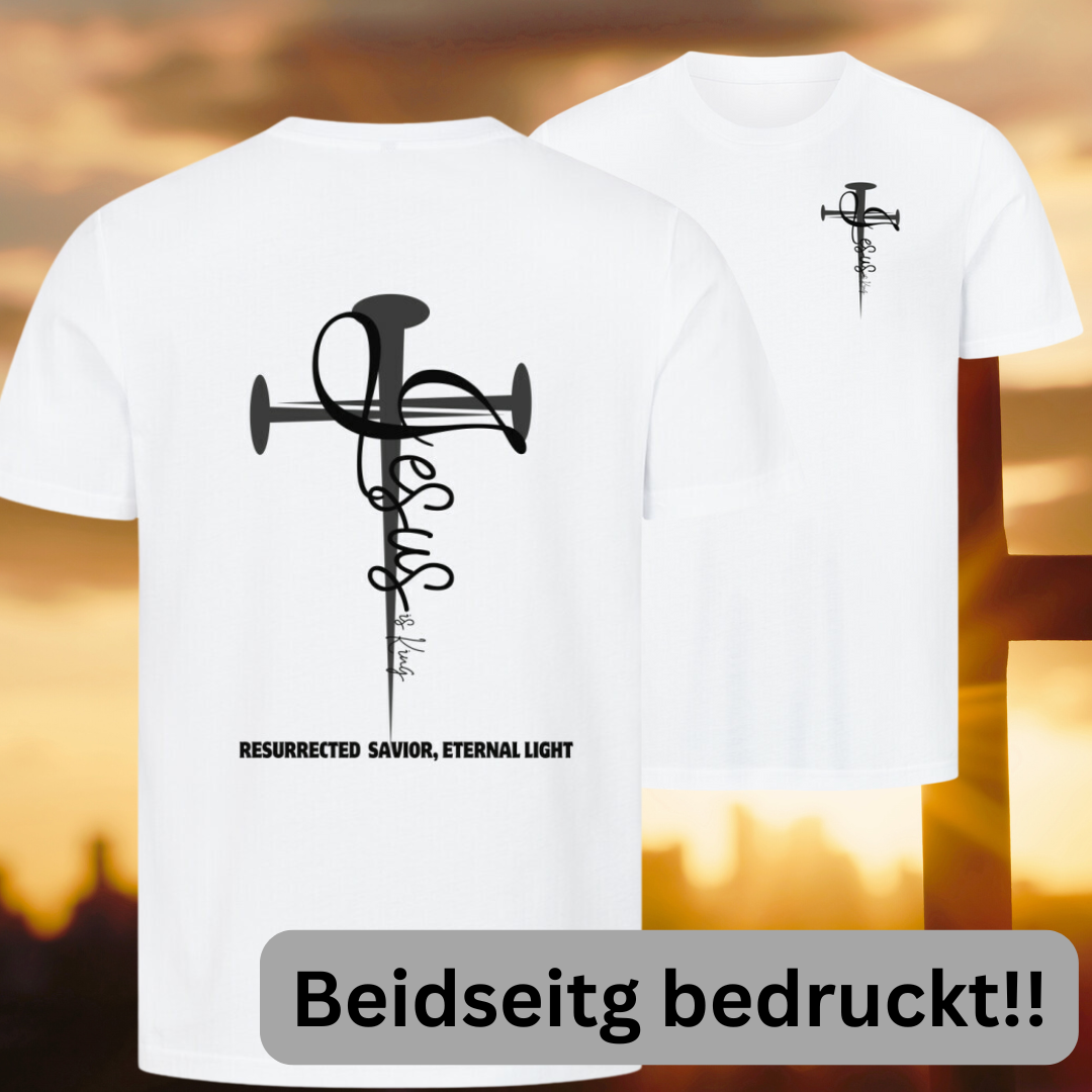 Unisex Blanks Premium T-Shirt "Jesus is King" Beidseitiger Druck