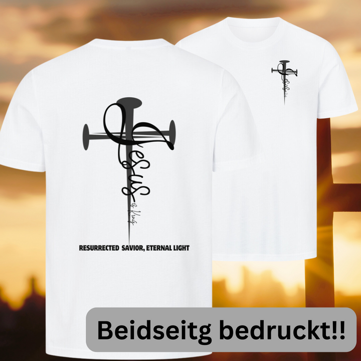 Unisex Blanks Premium T-Shirt "Jesus is King" Beidseitiger Druck