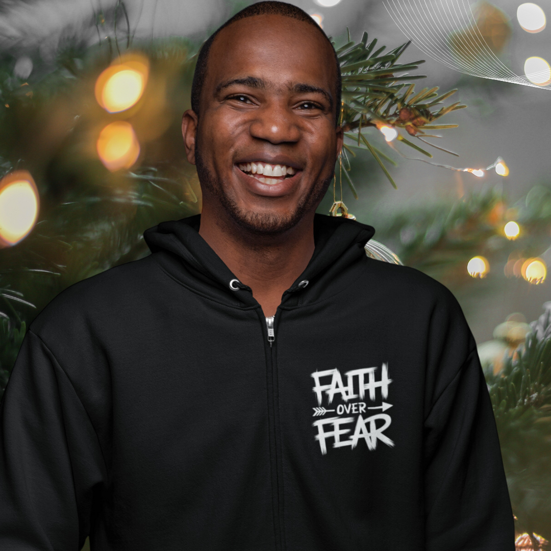 Premium  Oversized Zipper Hoodie "Faith over Fear"