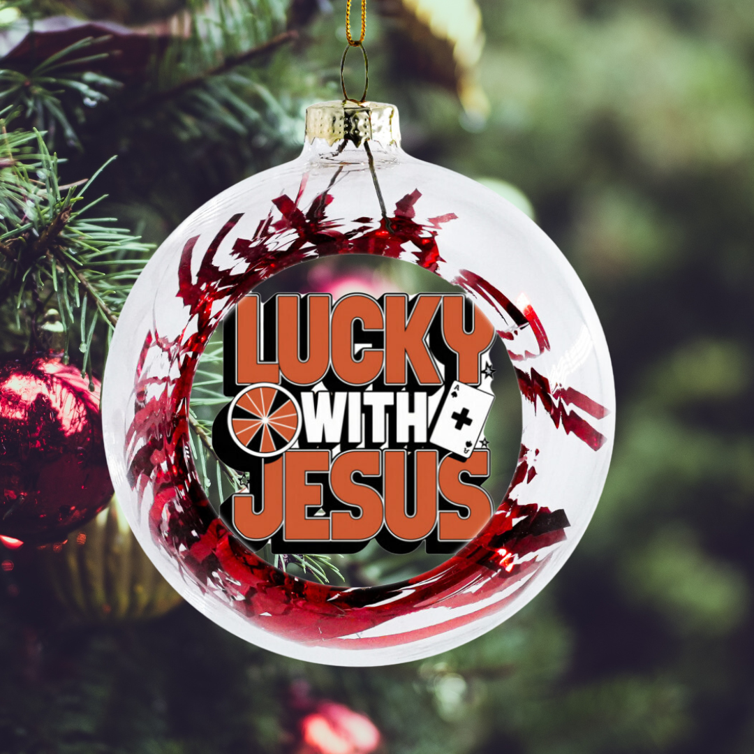 Weihnachtskugel Lametta "Lucky with Jesus